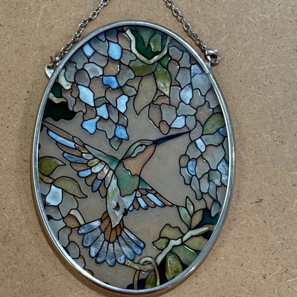 Stained Glass Hummingbird Art Piece